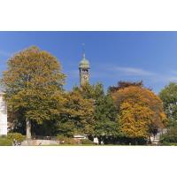 17829_1713 Herbst am Elbufer - der Turm der Christianskirche ragt aus den Herbstbäumen. | Klopstockstrasse, historische Bilder und aktuelle Fotos aus Hamburg Ottensen.